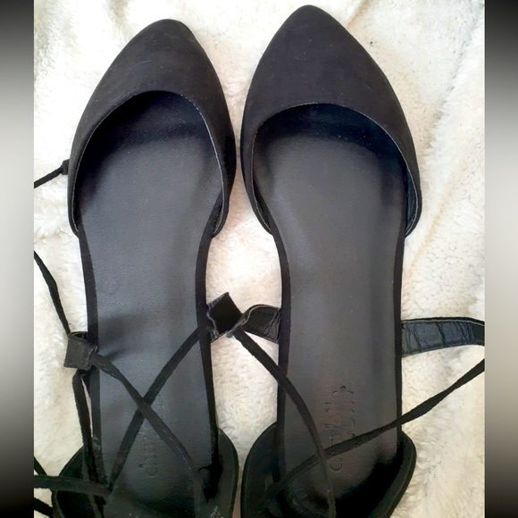 Charlotte Russe Women’s Black Pointed Toe Lace-Up Flats in Size 10 - Picture 3 of 7